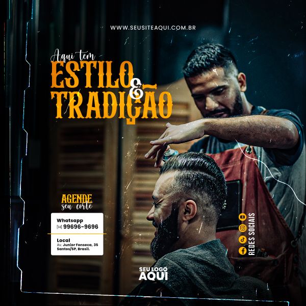 BARBEARIA, BARBEIRO, CABELELEIRO - SOCIAL MEDIA - PSD EDITÁVEL