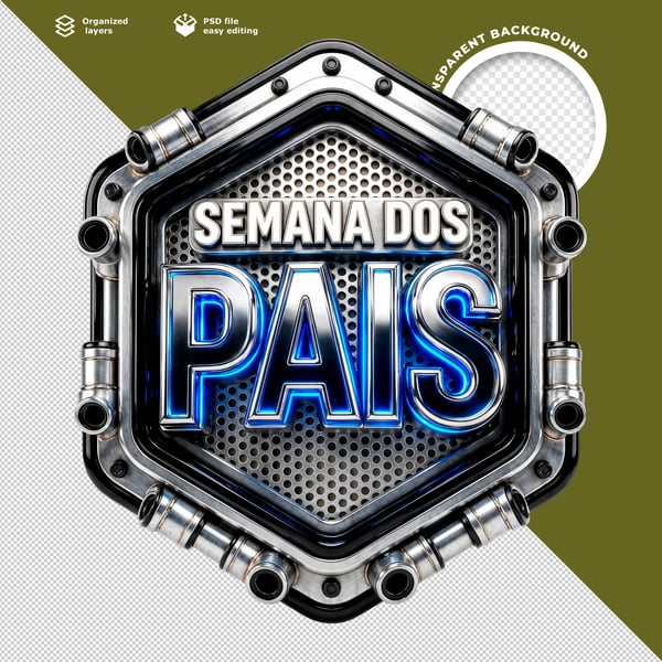 Post Feed Semana Dos Pais Moderno Elegante Azul Prateado Psd Editável