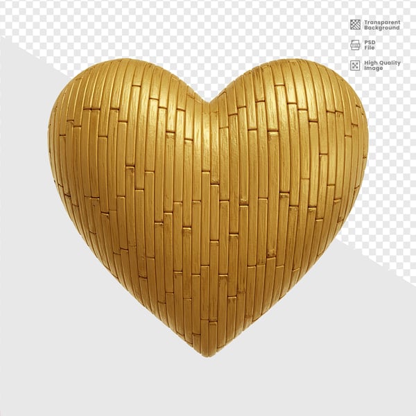 ELELEMENTO 3D DOURADO CORAÇÃO 6