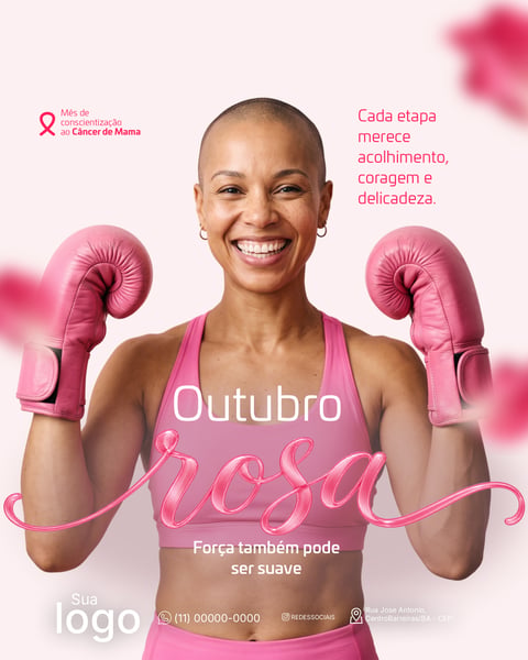 OUTUBRO ROSA CAMPANHA DE CONSCIENTIZAÇÃO E PREVENÇÃO DO CÂNCER DE MAMA PSD EDITÁVEL 10