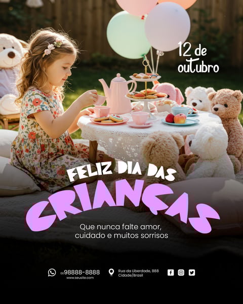 DIA DAS CRIANÇAS 12 DE OUTUBRO SOCIAL MEDIA PSD EDITÁVEL 2