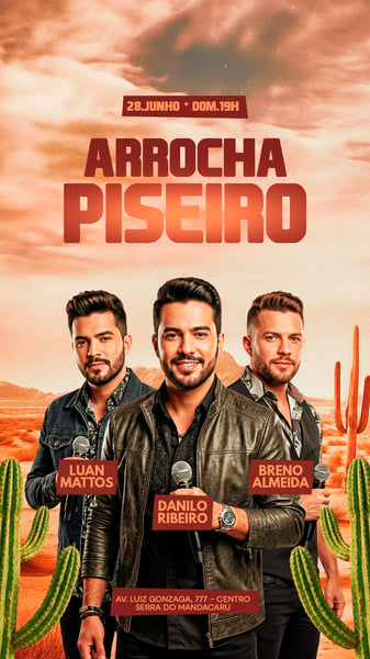 FLYER PARA EVENTO DE SHOWS ARROCHA PISEIRO STORY 240