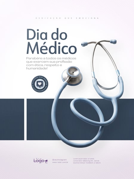 DIA DO MÉDICO COM ESTETOSCÓPIO SOCIAL MEDIA FLYER PSD EDITÁVEL