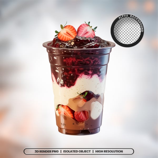 3D RENDER COPO AÇAÍ ELEMENTO ÍCONE PSD PNG