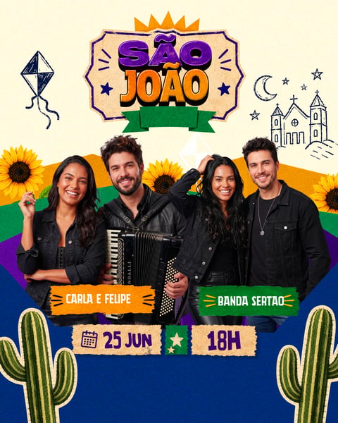 FLYER SÃO JOÃO ARRAIÁ FESTA JUNINA EVENTO SHOW FEED PSD EDITÁVEL 3