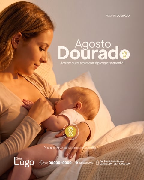 AGOSTO DOURADO MÊS DO ALEITAMENTO MATERNO SOCIAL MEDIA PSD EDITÁVEL 3