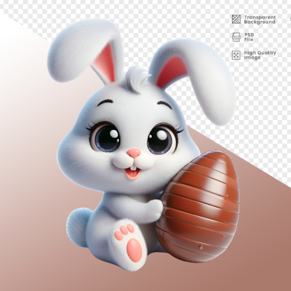 COELHO DA PÁSCOA  ELEMENTO 3D PARA COMPOSIÇÃO - COELHO COM CHOCOLATE