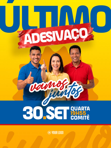 ADESIVAÇO COM PESSOAS E DATA NO COMITÊ SOCIAL MEDIA FLYER PSD EDITÁVEL