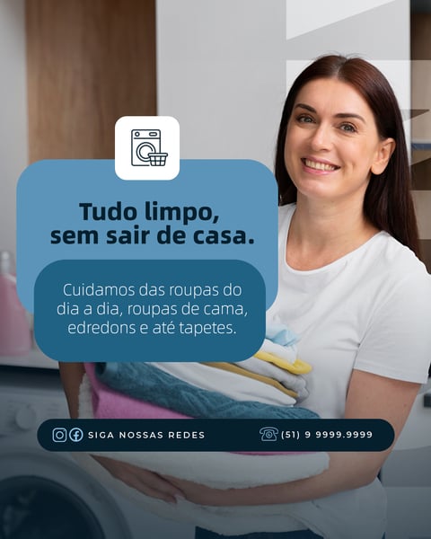 RRM LAVANDERIA TUDO LIMPO SOCIAL MEDIA FEED PSD EDITÁVEL