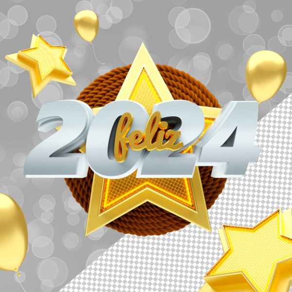 SELO 3D FELIZ ANO NOVO 2024