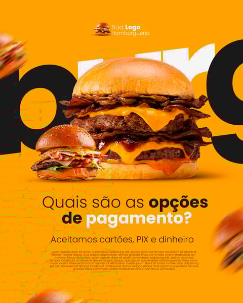 HAMBÚRGUER - OPÇÕES DE PAGAMENTO