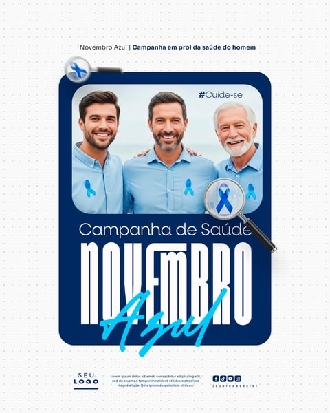 NOVEMBRO AZUL MÊS DE COMBATE AO CÂNCER DE PRÓSTATA CAMPANHA MUNDIAL DE SAÚDE SOCIAL MEDIA PSD EDITÁVEL 10