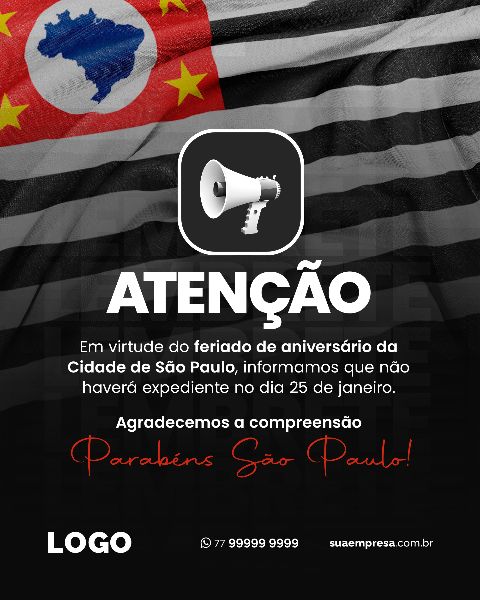 SOCIAL MEDIA ANIVERSÁRIO SÃO PAULO - PARABÉNS SAMPA