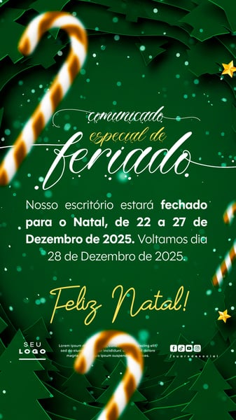 COMUNICADO DE NATAL AVISO ANÚNCIO RECESSO FERIADO STORY SOCIAL MEDIA PSD EDITÁVEL 2