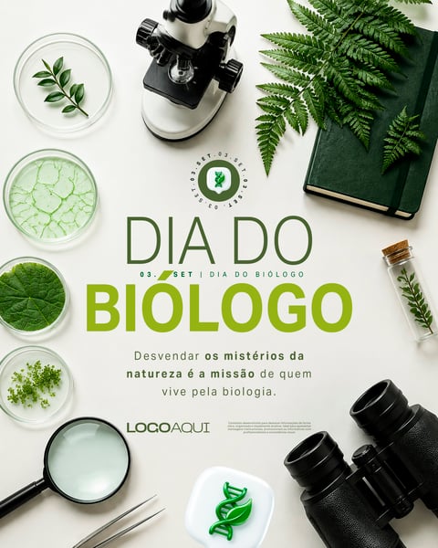 DIA DO BIÓLOGO 03 DE SETEMBRO SOCIAL MEDIA FLYER PSD EDITÁVEL