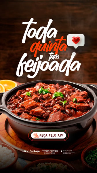 TODA QUINTA TEM FEIJOADA SOCIAL MEDIA PSD EDITÁVEL STORY