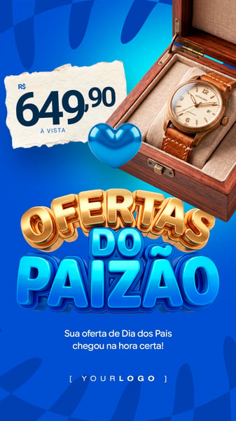 Post de Desconto Dia dos Pais com Relógio Pulseira de Couro PSD Editável story
