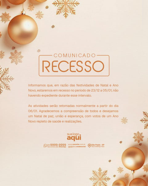 Social Media Recesso de Natal e Fim de Ano