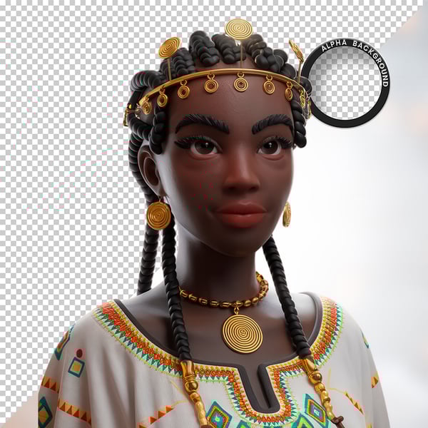 MULHER NEGRA AFRO ELEMENTO PSD PNG