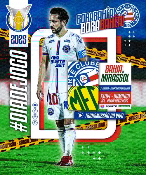 FLYER ESPORTIVO FUTEBOL CAMPEONATO BRASILEIRO DIA DE JOGO BAHIA