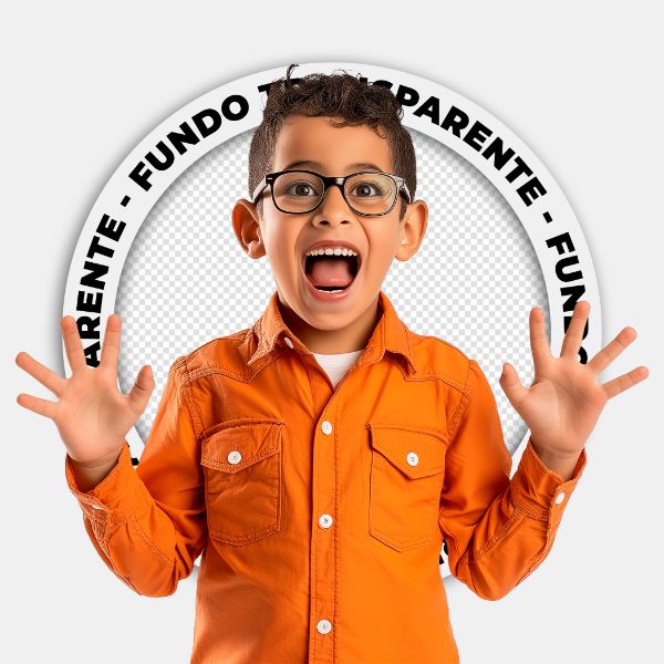 CRIANÇA | MENINO COM ROUPAS LARANJAS | IMAGEM SEM FUNDO