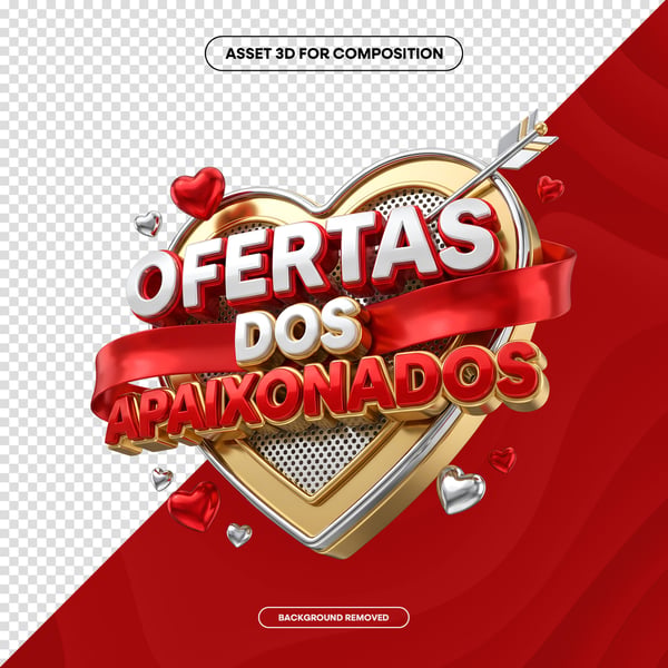 SELO 3D IA OFERTAS DOS APAIXONADOS NAMORADOS SOCIAL MEDIA PNG