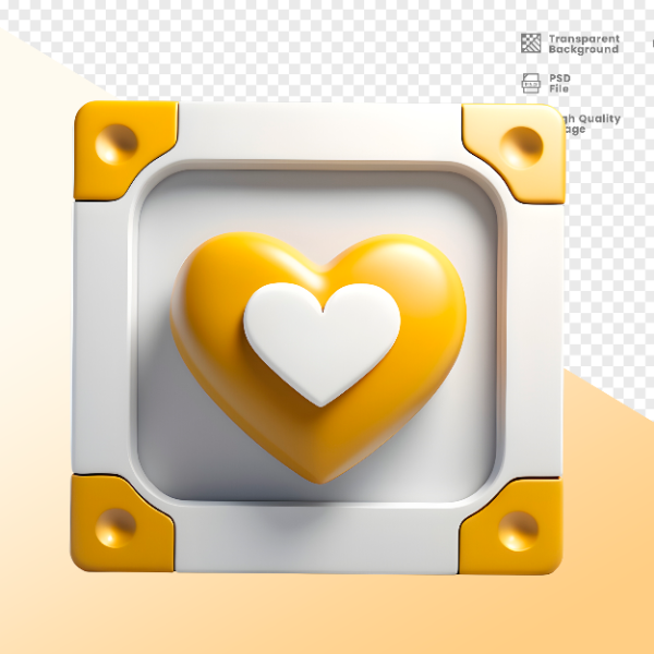 CORAÇÃO QUADRADO -  ELEMENTO 3D CORAÇÃO  PARA COMPOSIÇÃO