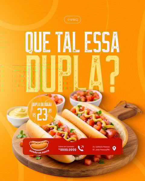 CACHORRO QUENTE HOT DOG LANCHE SOCIAL MEDIA FEED POST EDITÁVEL