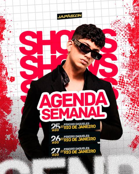 FLYER ARTISTA AGENDA SEMANAL AGENDA DE SHOWS PSD EDITÁVEL