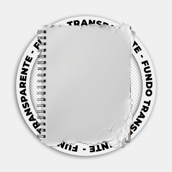 CADERNO COM FOLHA AMASSADA | IMAGEM SEM FUNDO