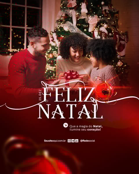 FELIZ NATAL 25 DE DEZEMBRO SOCIAL MEDIA PSD EDITÁVEL