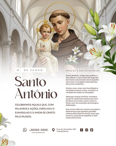 13 DE JUNHO DIA DE SANTO ANTÔNIO