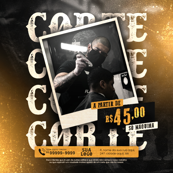 BARBEARIA SOCIAL MEDIA POST - CORTE DE CABELO EM PROMOÇÃO