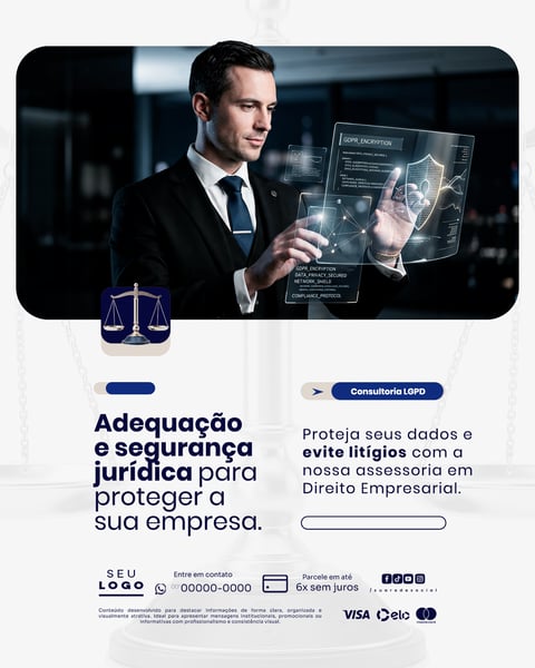 CONSULTORIA LGPD DIREITO EMPRESARIAL ADVOGADO SOCIAL MEDIA PSD EDITÁVEL