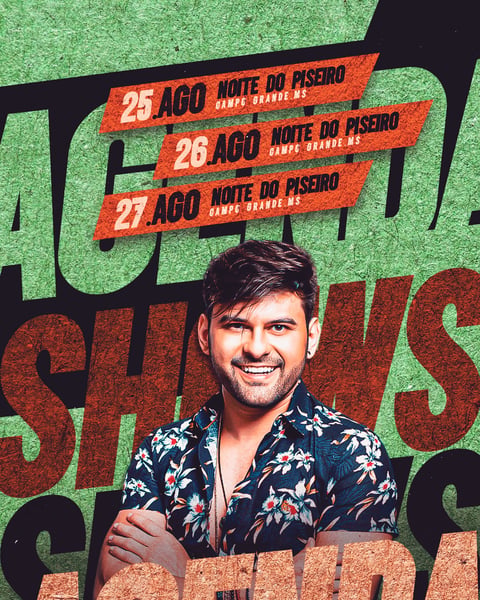 FLYER ARTISTA AGENDA SEMANAL AGENDA DE SHOWS PSD EDITÁVEL