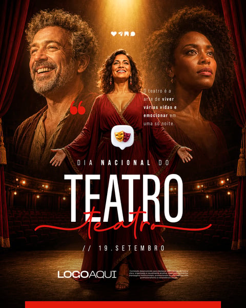 DIA NACIONAL DO TEATRO ATRIZES E ATORES SOCIAL MEDIA FLYER PSD EDITÁVEL