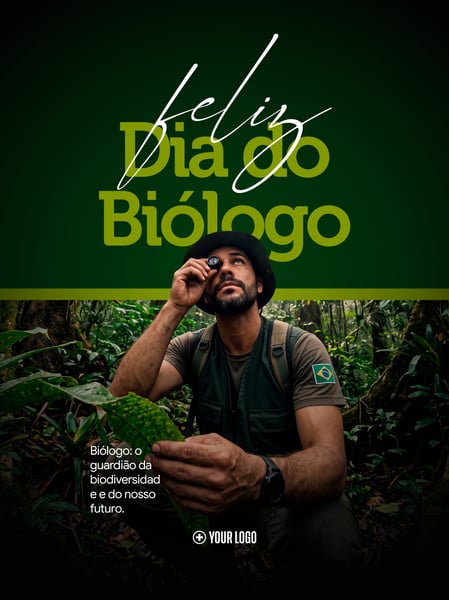 FELIZ DIA DO BIÓLOGO BIOGRAFIA SOCIAL MEDIA FLYER PSD EDITÁVEL