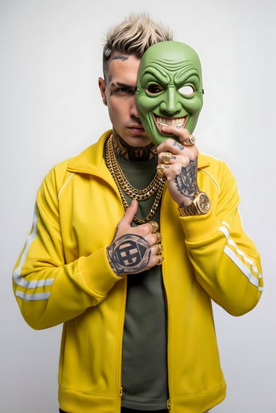 CANTOR DE FUNK USANDO MOLETOM AMARELO COM A MÁSCARA VERDE 04