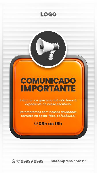 SOCIAL MEDIA PARA AVISOS E COMUNICADOS - LARANJA