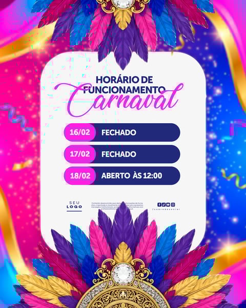 HORÁRIO FUNCIONAMENTO CARNAVAL