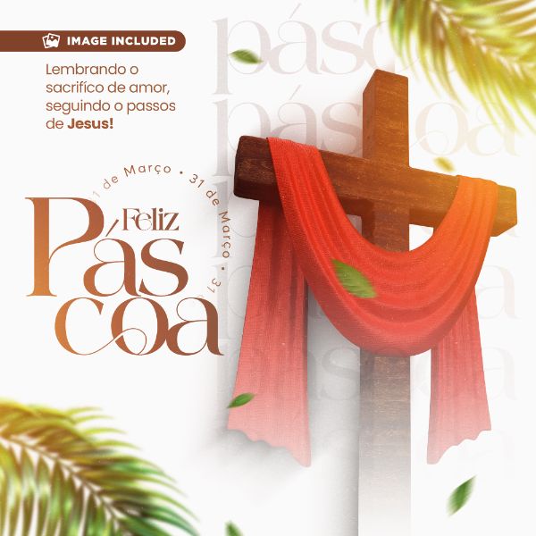 SOCIAL MEDIA FELIZ PÁSCOA CRISTÃ PSD EDITÁVEL