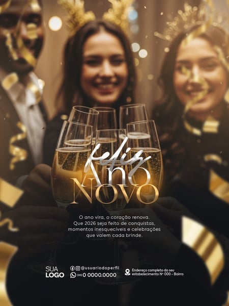 POST FEED FELIZ ANO NOVO 2026 SOCIAL MEDIA PSD EDITÁVEL 2