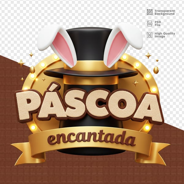 SELO 3D PARA PÁSCOA PSD EDITÁVEL