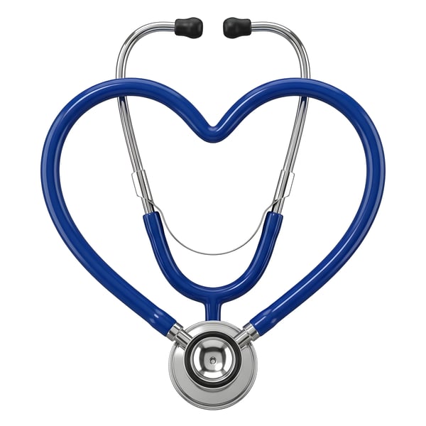 BLUE STETHOSCOPE HEART SHAPE HEALTHCARE SYMBOL