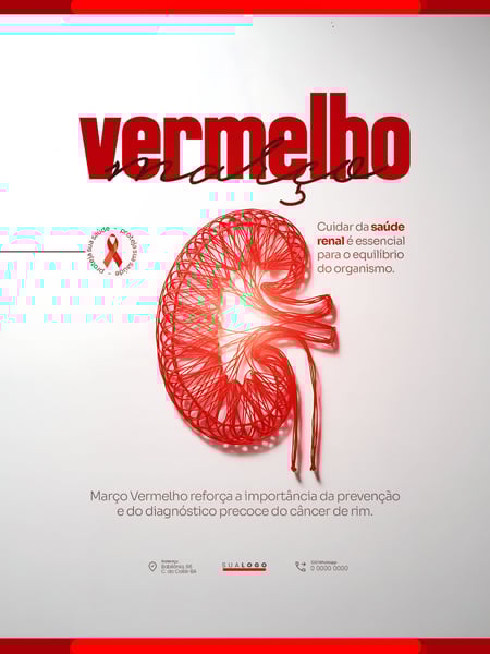 MARÇO VERMELHO CAMPANHA DE CONSCIENTIZAÇÃO SOBRE O CÂNCER RENAL PSD EDITÁVEL 5