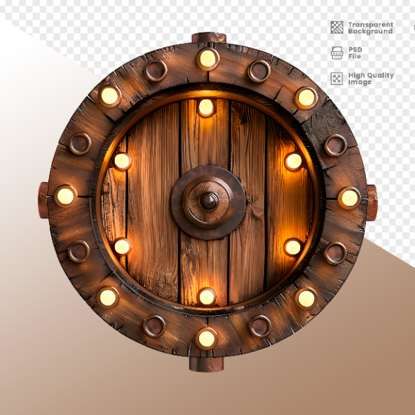 RODA DE MADEIRA COM LUZ - ELEMENTO 3D PARA COMPOSIÇÃO - WOOD