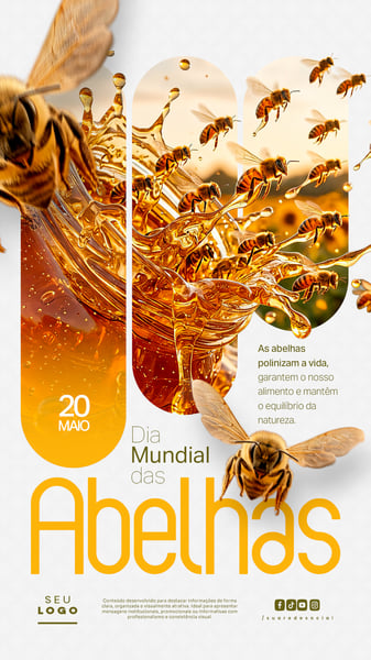 DIA MUNDIAL DAS ABELHAS 20 DE MAIO STORY SOCIAL MEDIA PSD EDITÁVEL 4