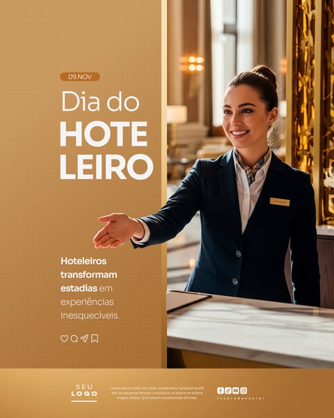 DIA DO HOTELEIRO 9 DE NOVEMBRO SOCIAL MEDIA PSD EDITÁVEL 2