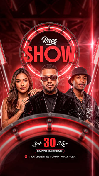 POSTER PARA STORIES DE FESTA RAVE PSD TEMPLATE