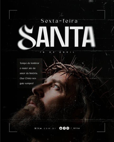 Sexta Feira Santa 18 de abril Páscoa Cristã data comemorativa social media editavel